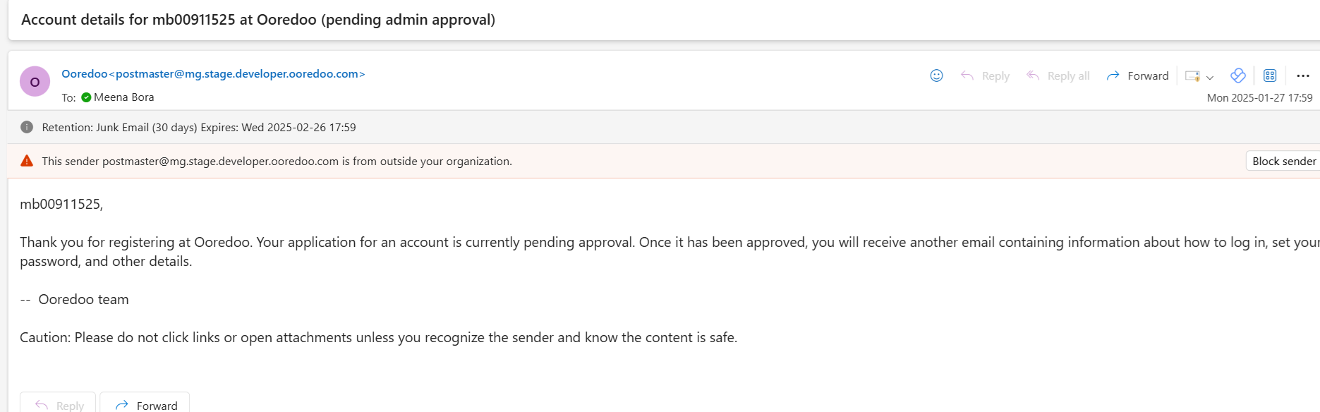 Email confirmation